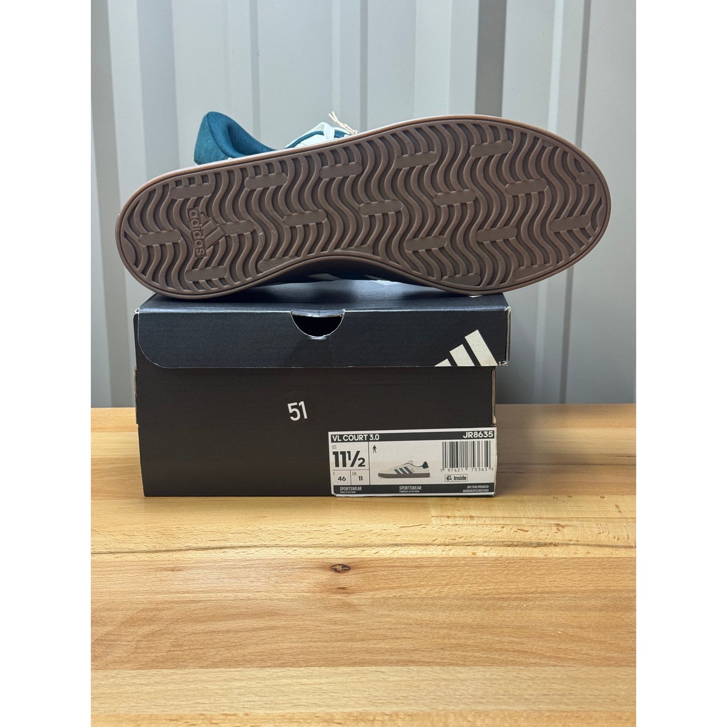 Adidas VL Court 3.0 Men’s White / Preloved Teal / Aurora Ivy 11.5 New!