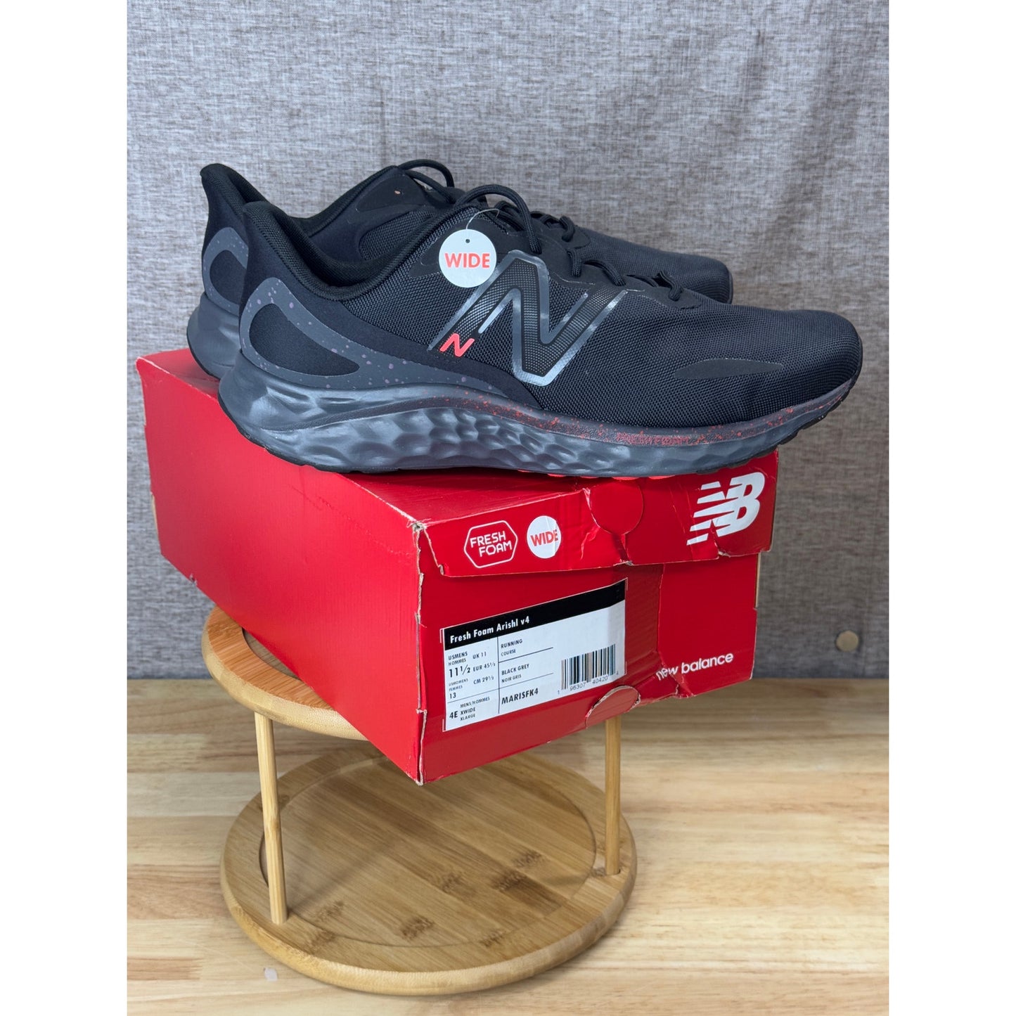New Balance Fresh Foam Arishi v4 Men’s Black/Gray Running Shoes Size 11.5 4E