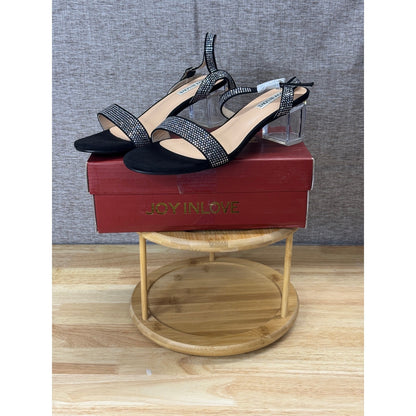 Joy In Love Black Rhinestone Clear Heels Women’s Size 9 Shoes