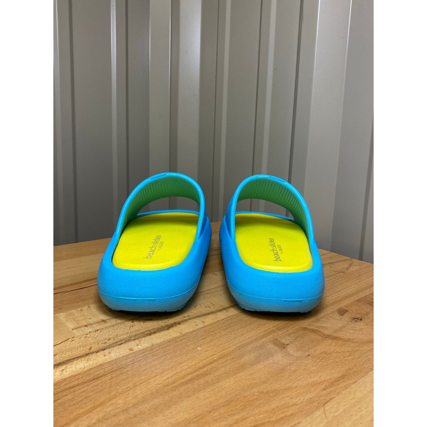 Beach Slides by J/Slides Turquoise/Yellow EVA Squish Women's Size 7 New!