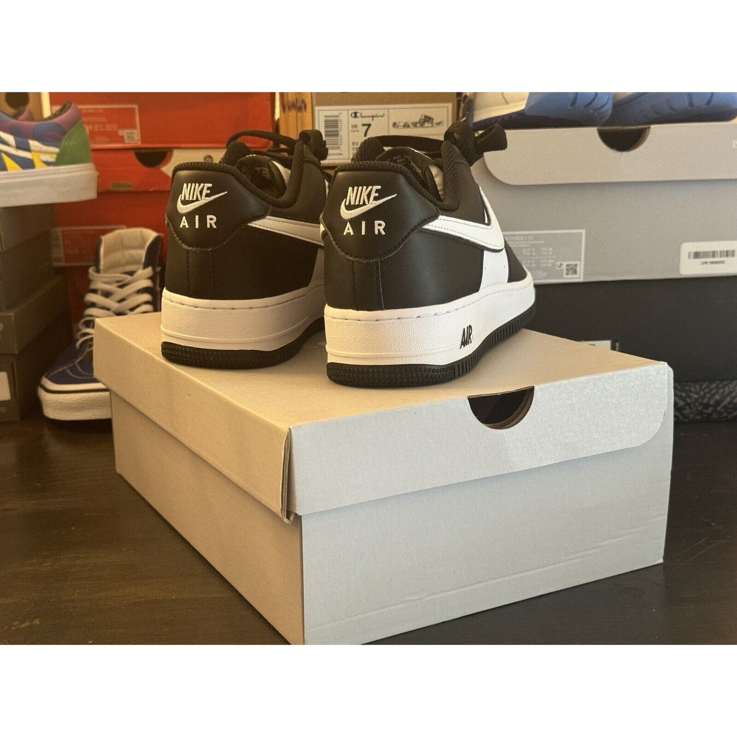 Nike Air Force 1 Low '07 White Swoosh Panda DV0788-001 Mens New Size 10