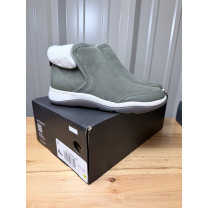 Vionic Norwood Faux Fur Ankle Boots Women’s Olive Green Size 7 New!