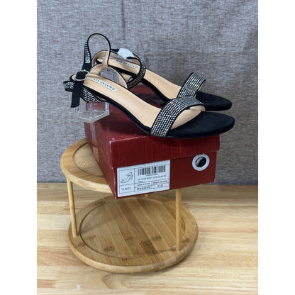 Joy In Love Black Rhinestone Clear Heels Women’s Size 9 Shoes