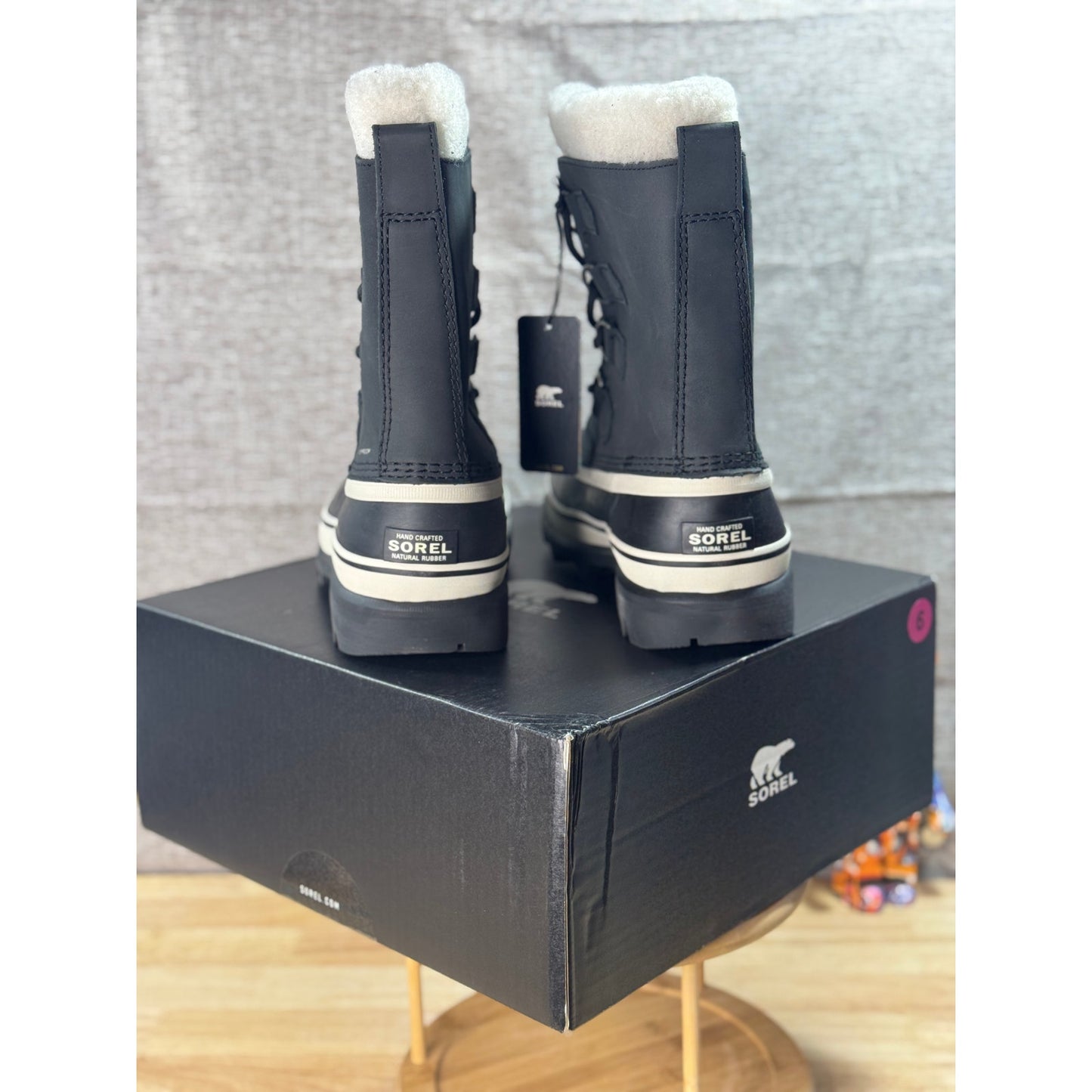 SOREL Caribou WP Black/Stone Waterproof Insulated Women’s Boots Size 9