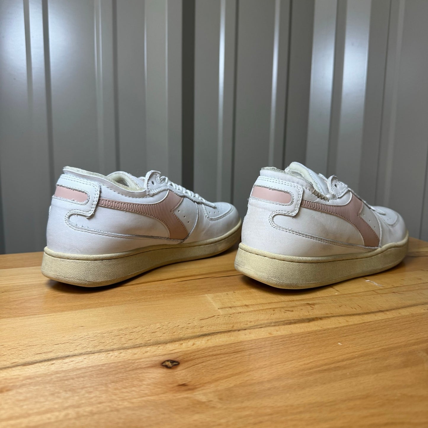 Diadora Heritage MI Basket Low White Pink Leather Sneakers Women's 7