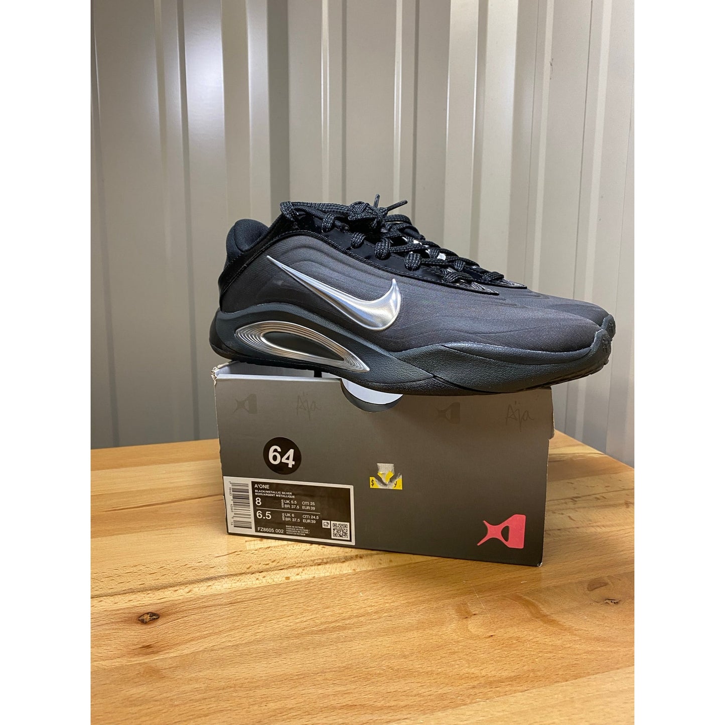 Nike A'One Black/Metallic Silver FZ8605-002 Women's 8 New!