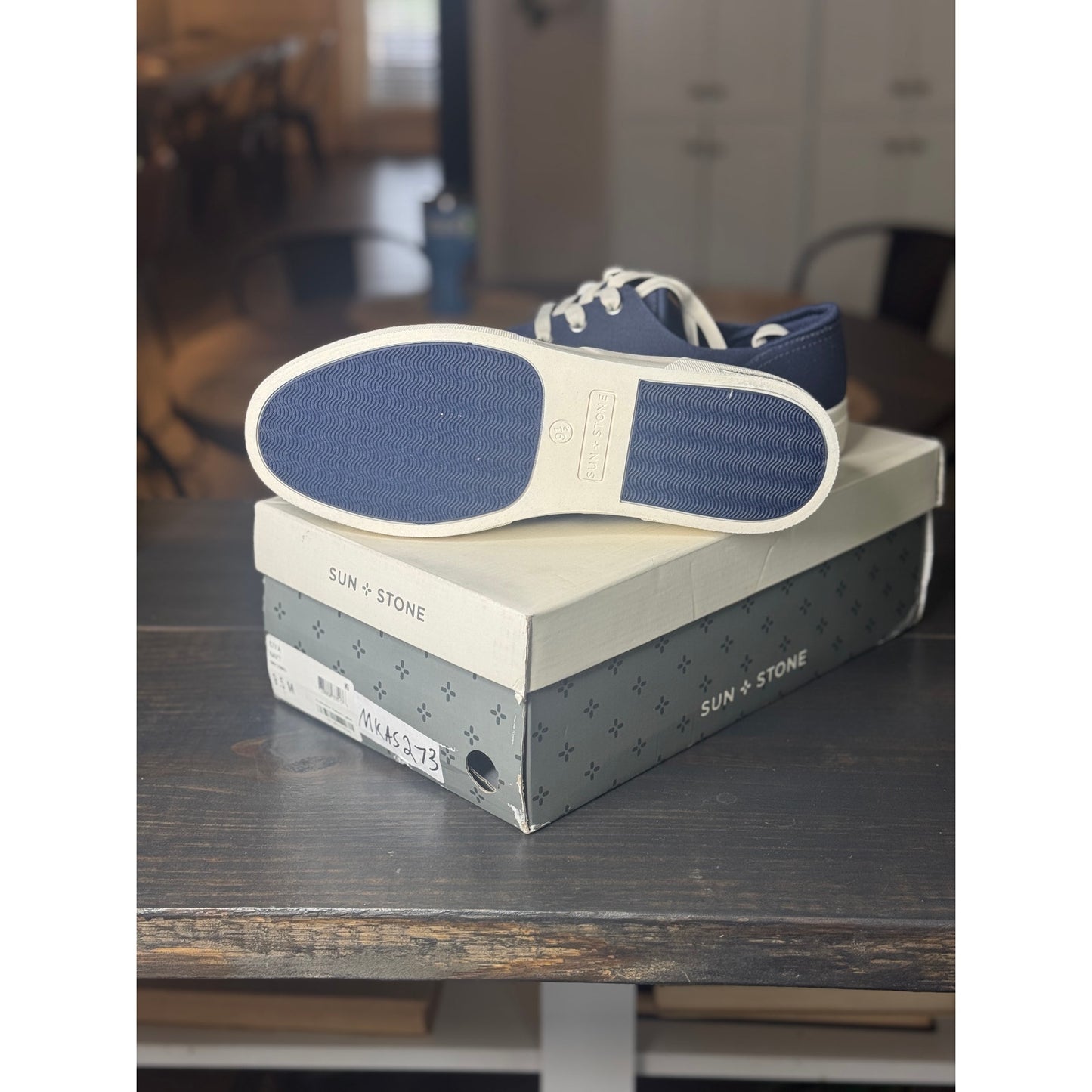 Sun + Stone Kiva Men’s Navy Blue Lace Up Sneakers Size 9.5 New!