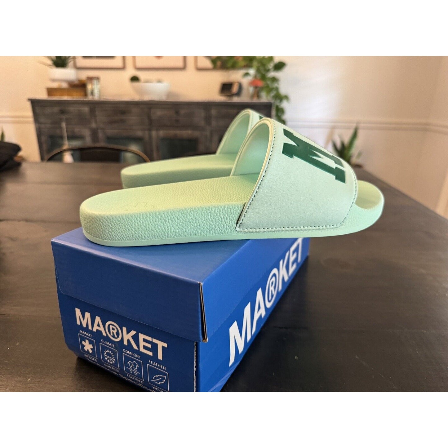 Market Men's Size 9 Women's Size 10. 5 Standard Slide Sandals Sage New In Box