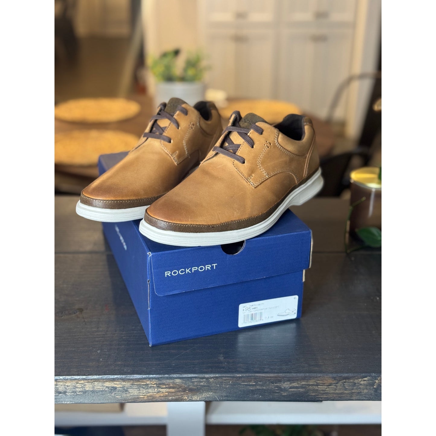Rockport Dressports 2 GO PT Caramel Men’s Oxford Size 7.5 Wide New!