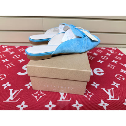 Sanctuary Bigtime 2.0 Women’s Blue Leather Slippers Mules Suede Size 11 New!