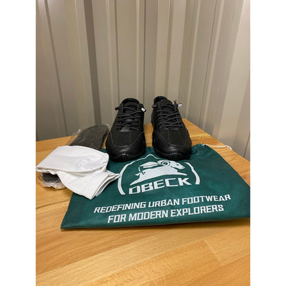 Obeck Men's Hiking/Running Shoes Black Leather Size 7.5 Extra Insoles New!