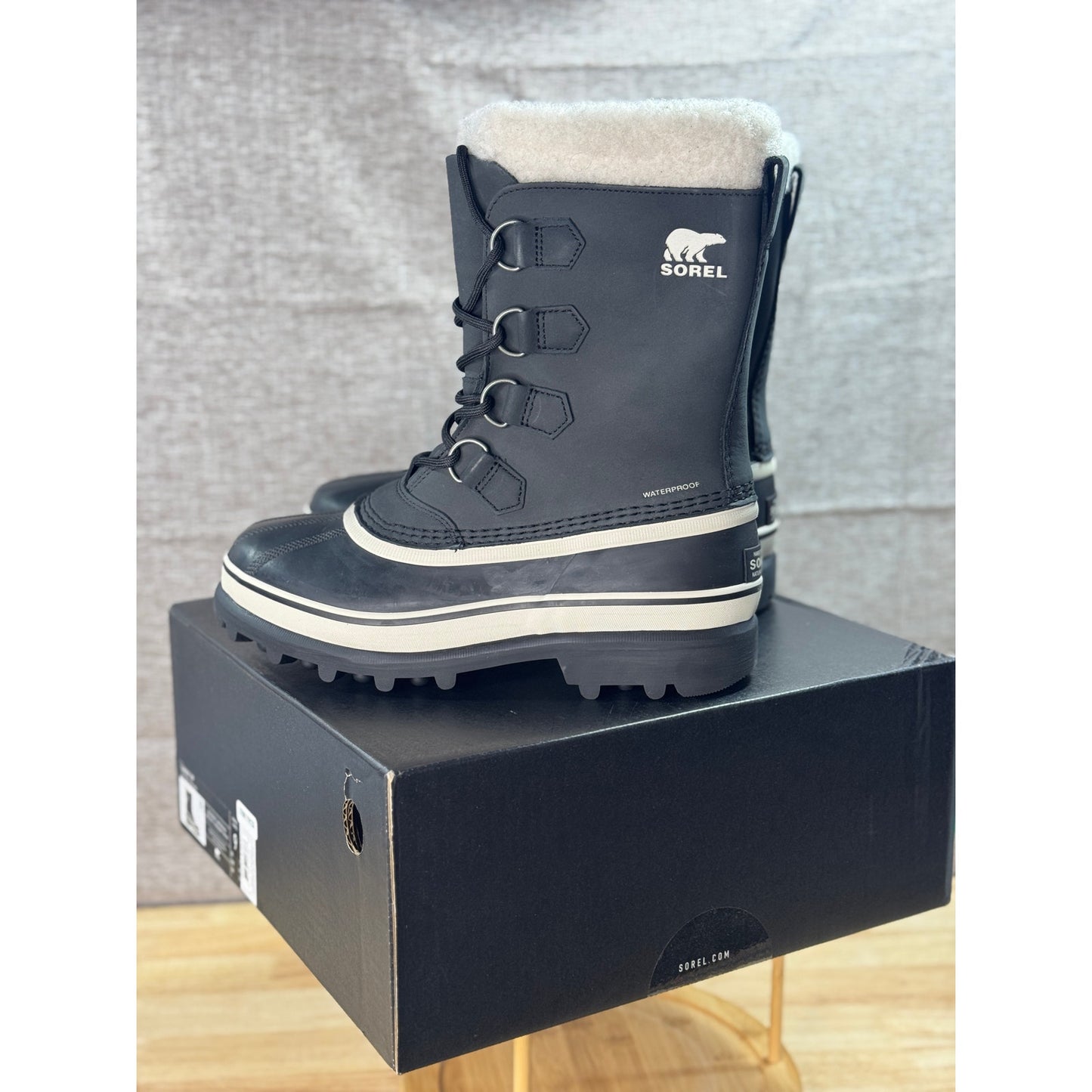 SOREL Caribou WP Black/Stone Waterproof Insulated Women’s Boots Size 9