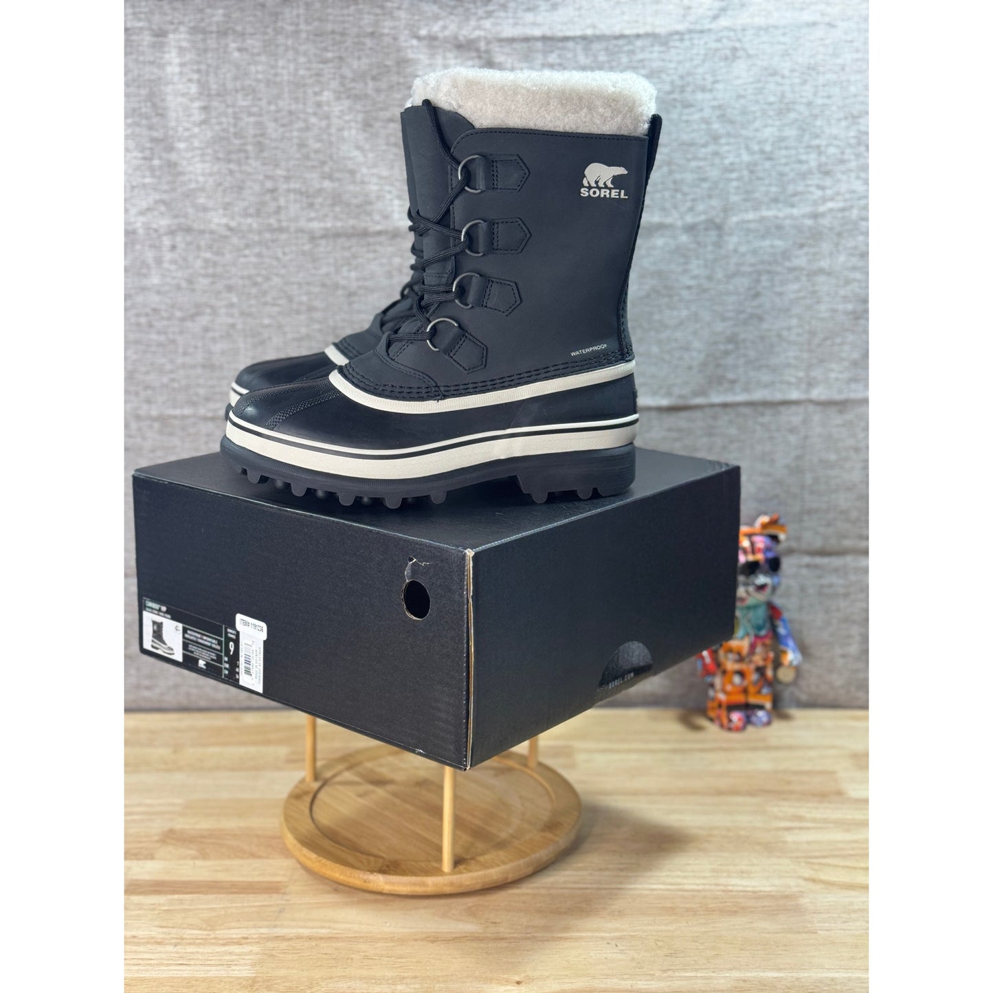 SOREL Caribou WP Black/Stone Waterproof Insulated Women’s Boots Size 9