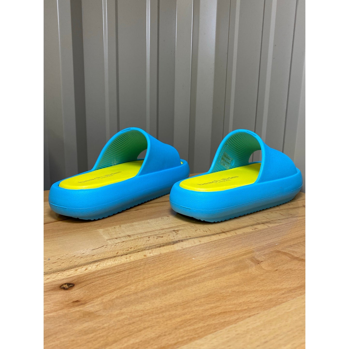 Beach Slides by J/Slides Turquoise/Yellow EVA Squish Women's Size 7 New!