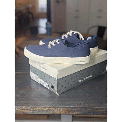 Sun + Stone Kiva Men’s Navy Blue Lace Up Sneakers Size 9.5 New!