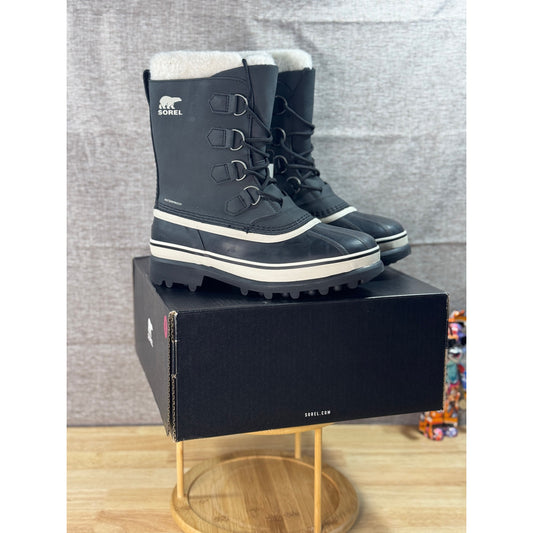 SOREL Caribou WP Black/Stone Waterproof Insulated Women’s Boots Size 9