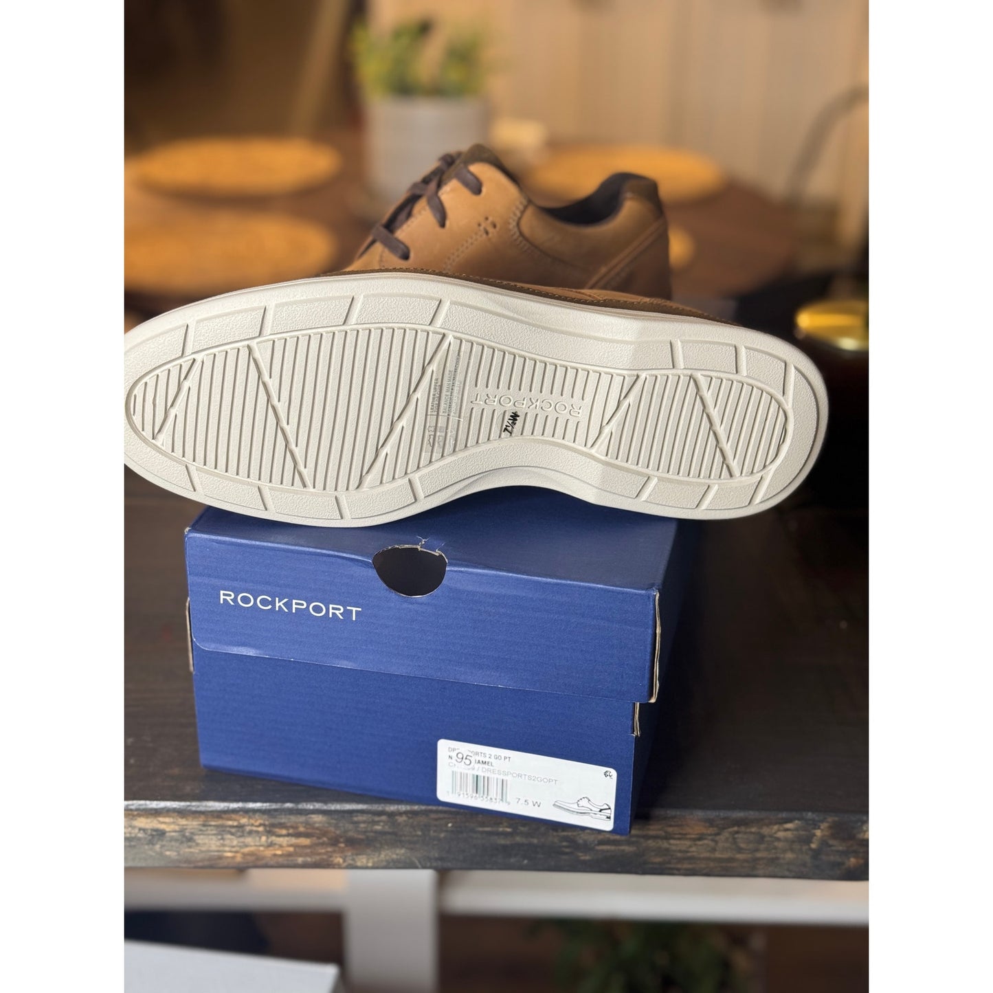 Rockport Dressports 2 GO PT Caramel Men’s Oxford Size 7.5 Wide New!