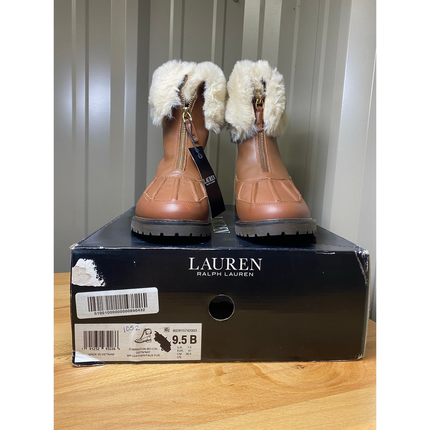 Ralph Lauren Women's Elmington Leather/Fur Winter Boots Women's Size 9.5 New!