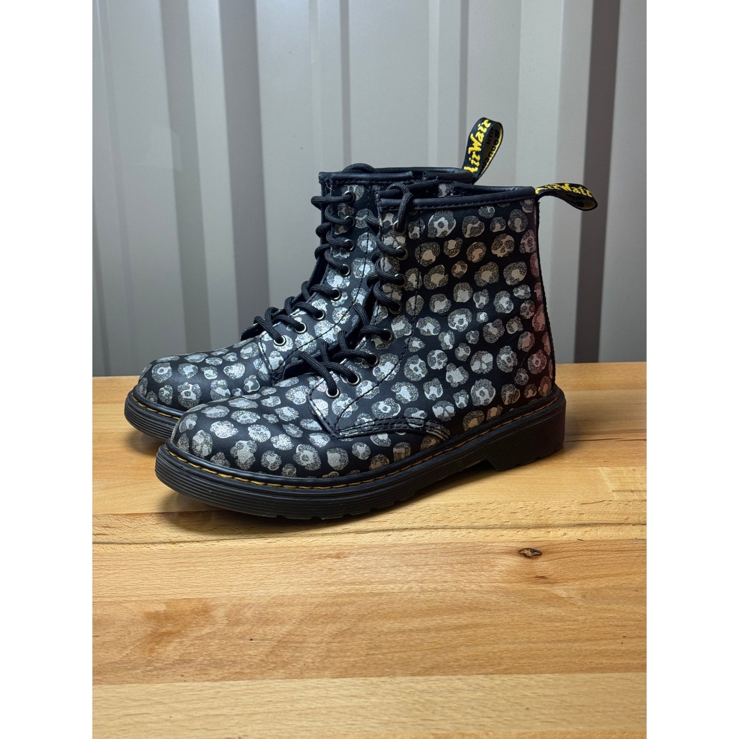 Dr. Martens 1460 J Loud Leopard Hydro Lace Up Side Zip Size 3 Youth.