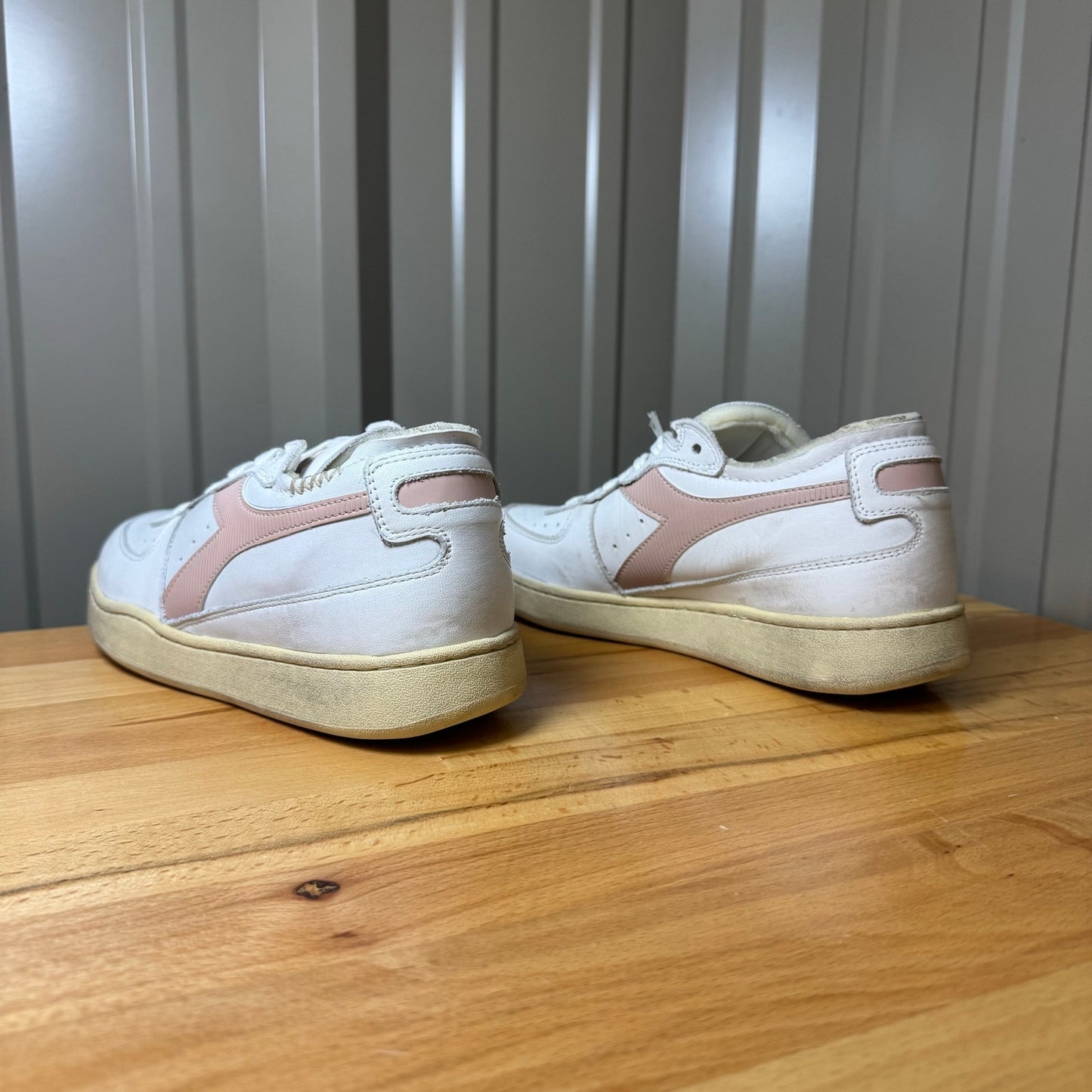 Diadora Heritage MI Basket Low White Pink Leather Sneakers Women's 7