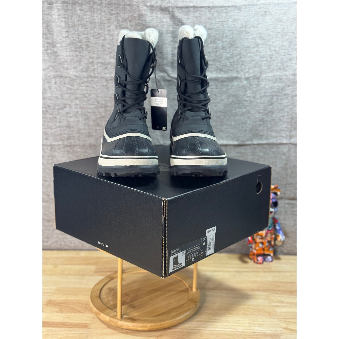 SOREL Caribou WP Black/Stone Waterproof Insulated Women’s Boots Size 9