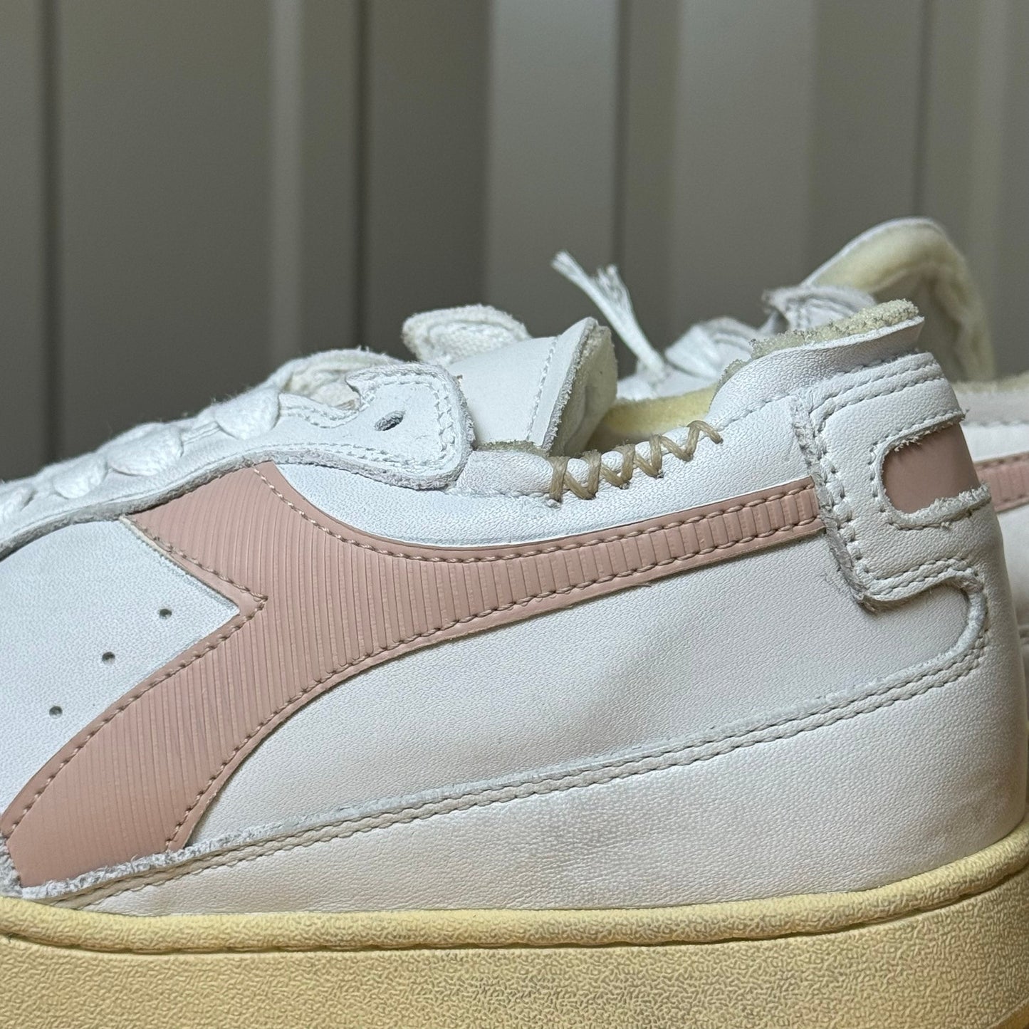 Diadora Heritage MI Basket Low White Pink Leather Sneakers Women's 7