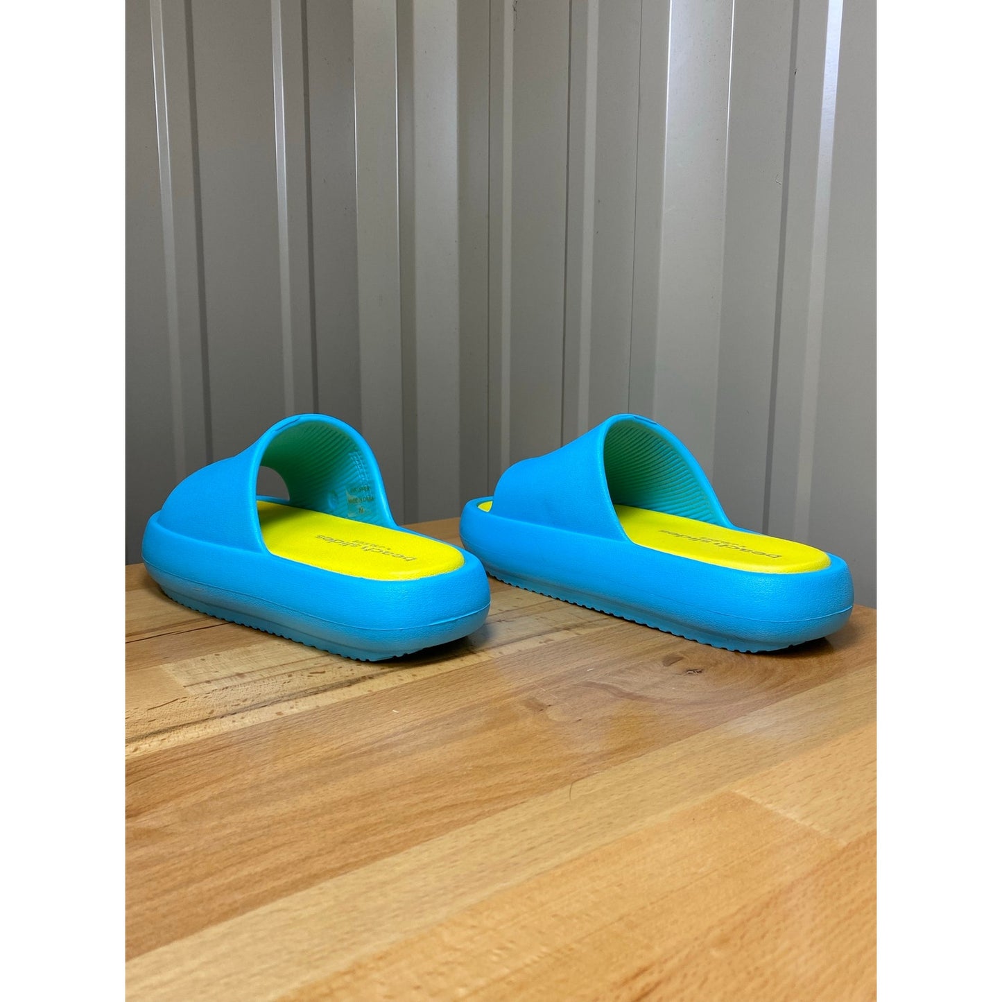 Beach Slides by J/Slides Turquoise/Yellow EVA Squish Women's Size 7 New!