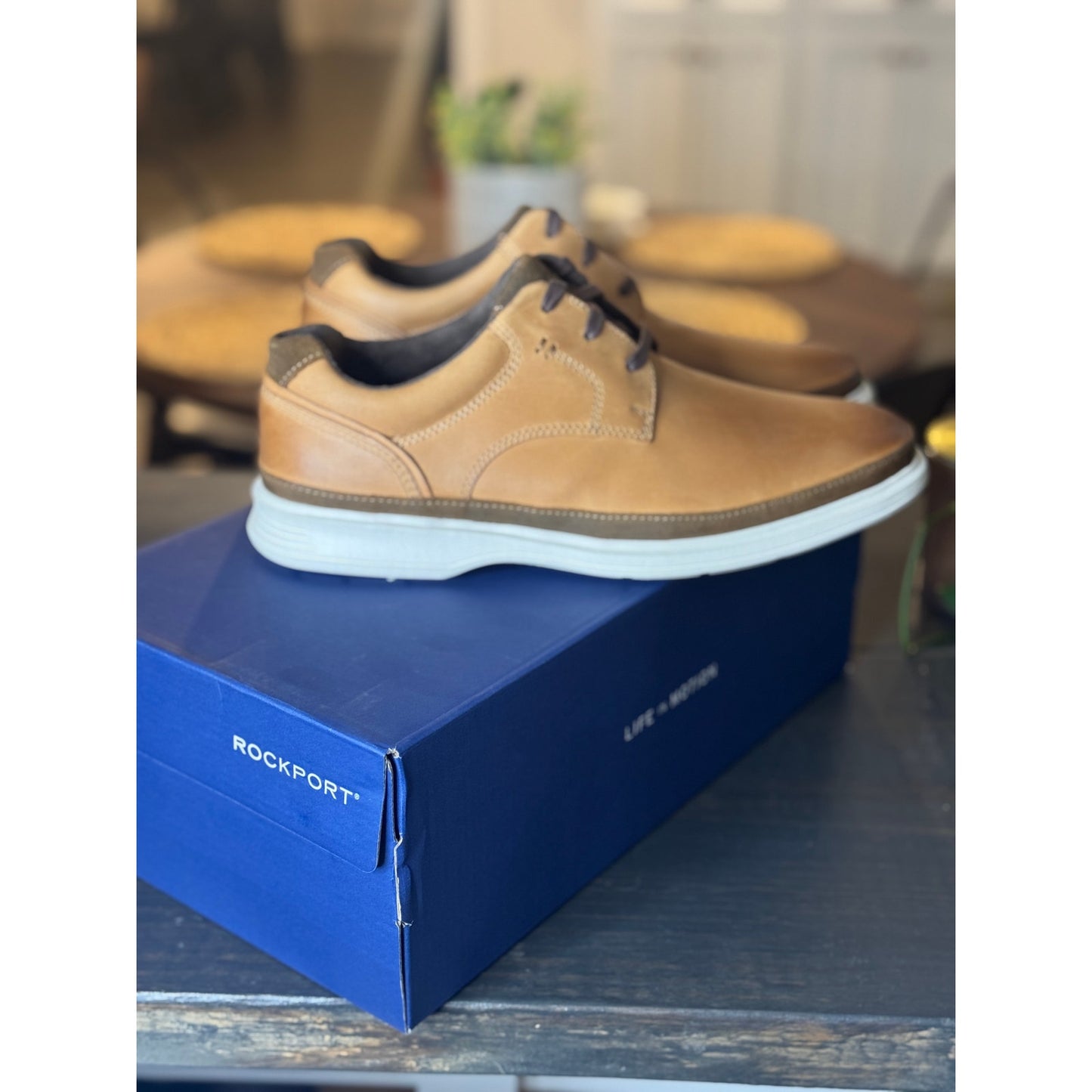 Rockport Dressports 2 GO PT Caramel Men’s Oxford Size 7.5 Wide New!