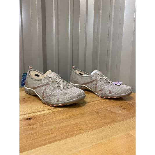 Skechers Breathe Easy a Look Mary Jane Flats Beige/Pink Women's Size 7.5 New!