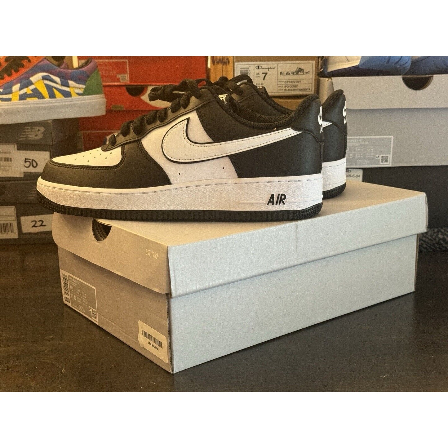 Nike Air Force 1 Low '07 White Swoosh Panda DV0788-001 Mens New Size 10