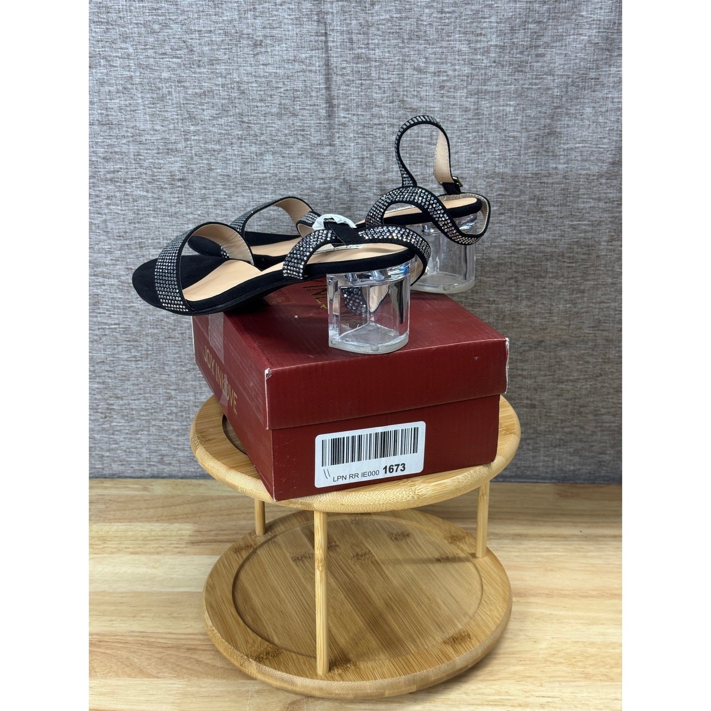 Joy In Love Black Rhinestone Clear Heels Women’s Size 9 Shoes