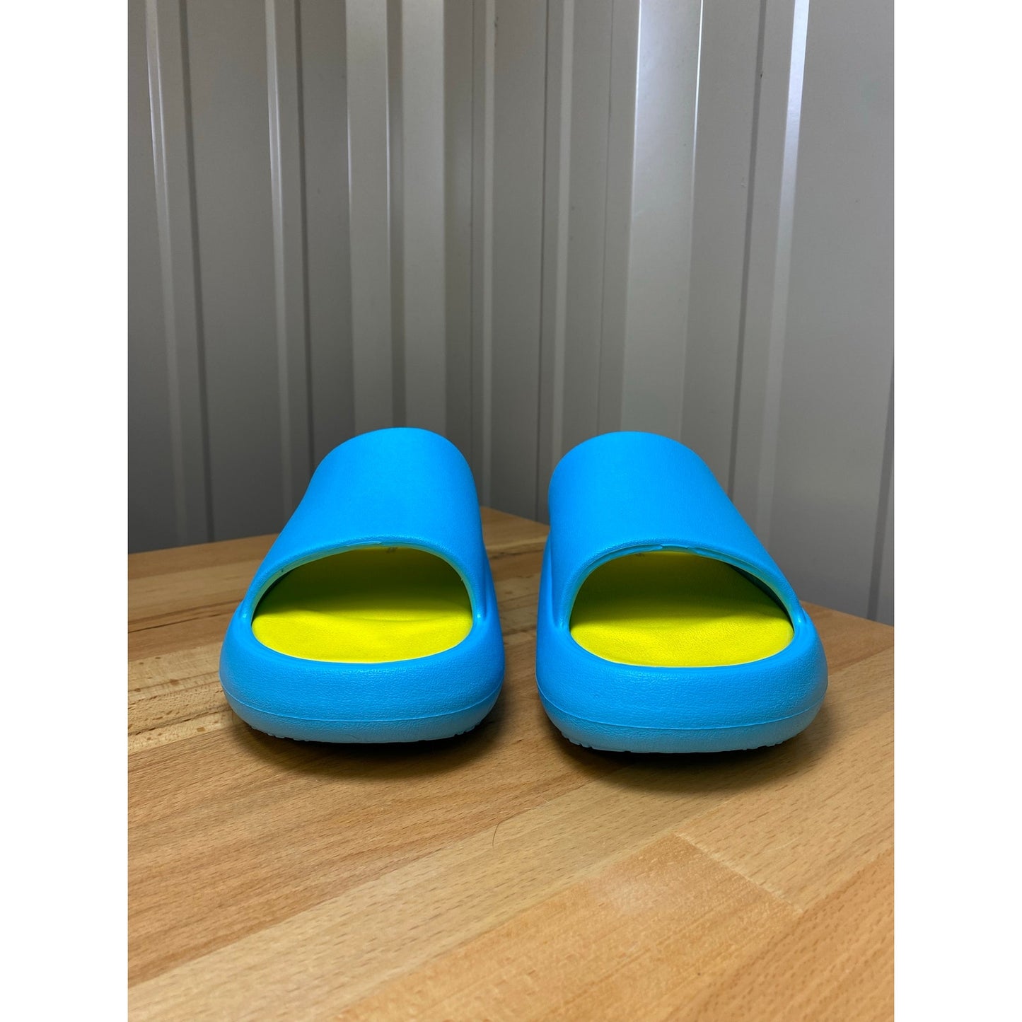 Beach Slides by J/Slides Turquoise/Yellow EVA Squish Women's Size 7 New!