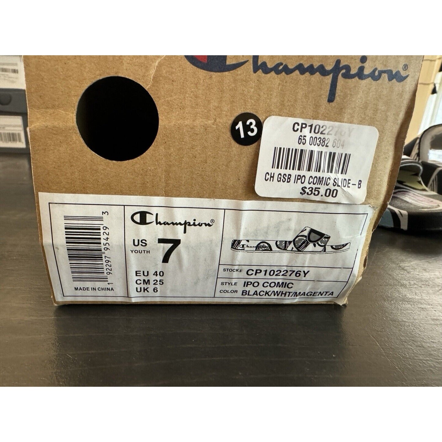 Champion IPO Comic Slides Black Multicolor Size 7 Youth/9 W (GS) Big Kids' NWB!