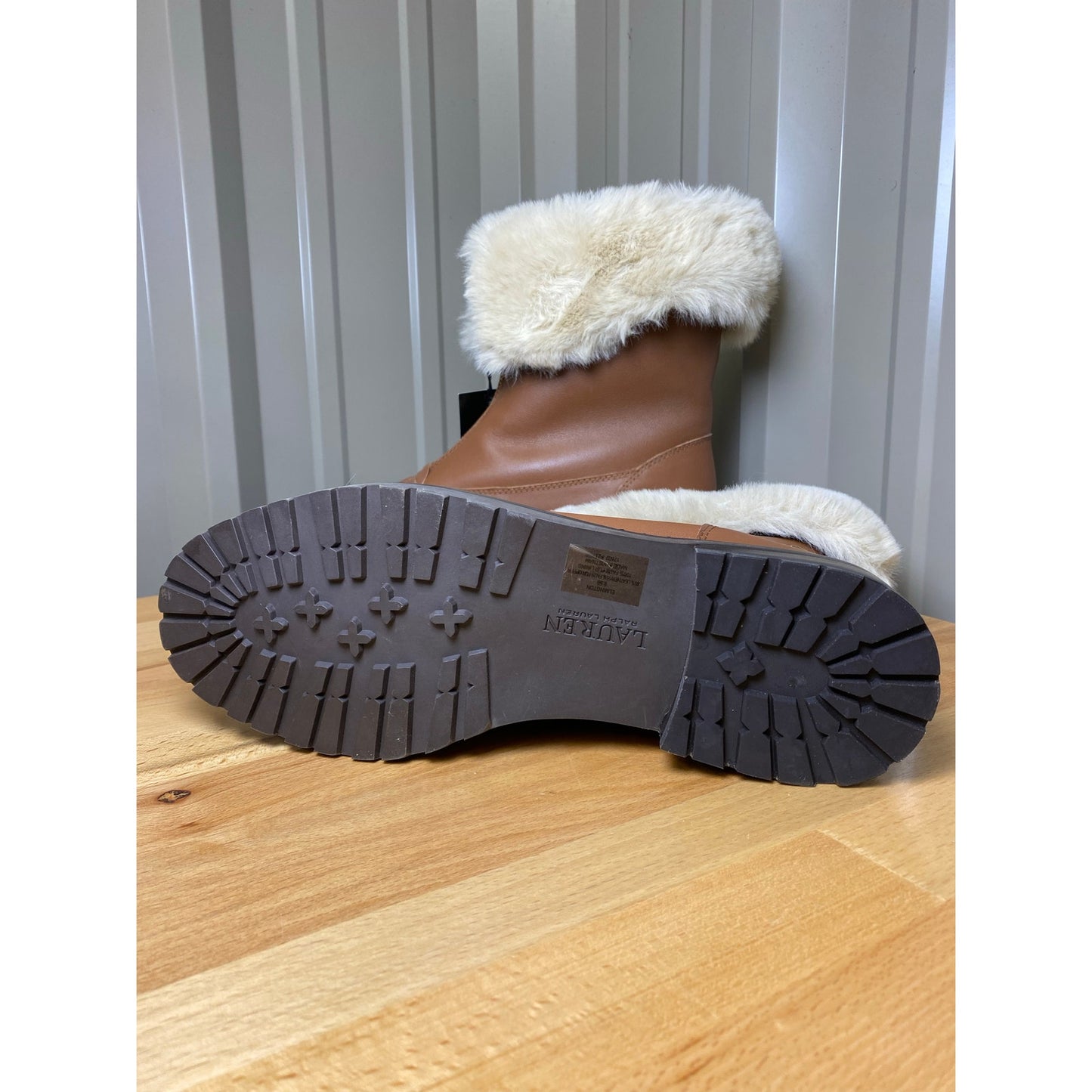Ralph Lauren Women's Elmington Leather/Fur Winter Boots Women's Size 9.5 New!