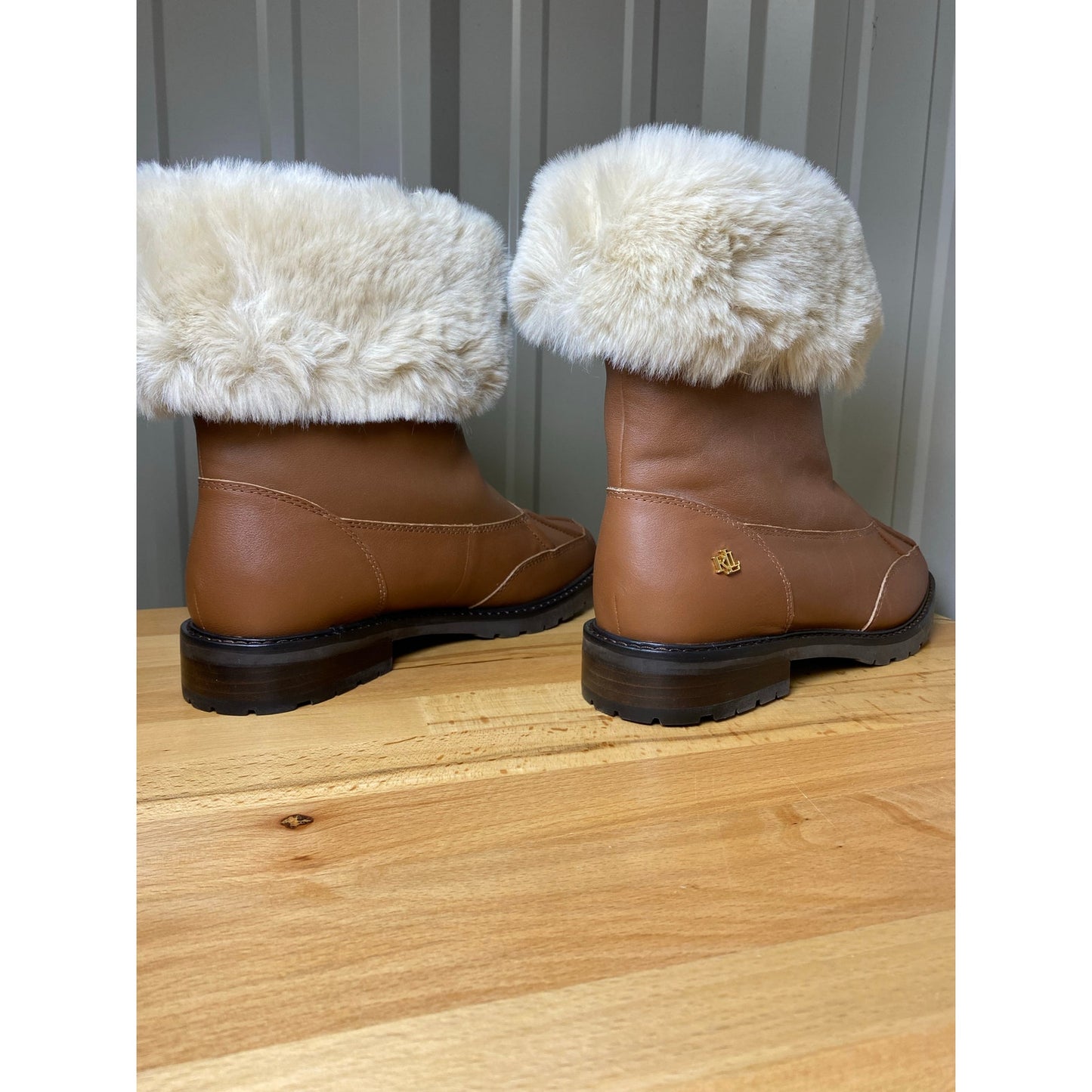 Ralph Lauren Women's Elmington Leather/Fur Winter Boots Women's Size 9.5 New!