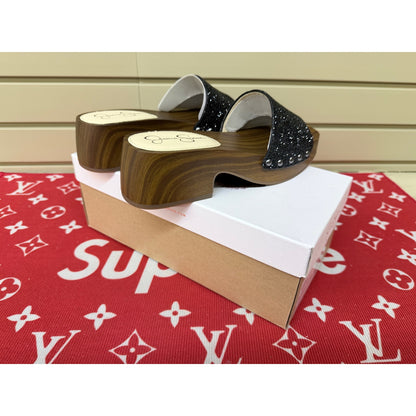 Jessica Simpson Rexile Faux Wood Platform Black Sandals Women’s Size 7.5 New!