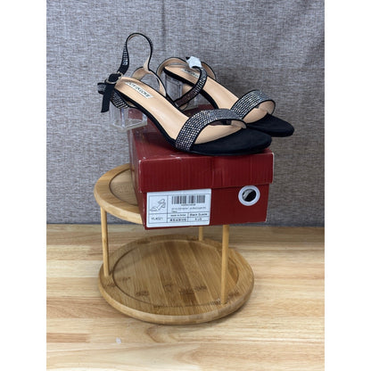 Joy In Love Black Rhinestone Clear Heels Women’s Size 9 Shoes
