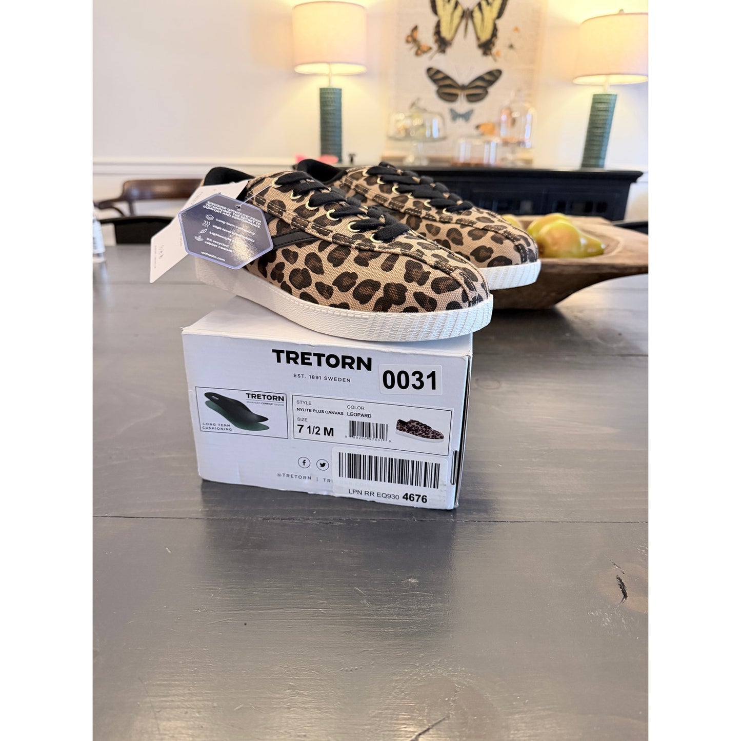 Tretorn Nylite Plus Women’s Canvas Leopard Print Sneakers Size 7.5 New!