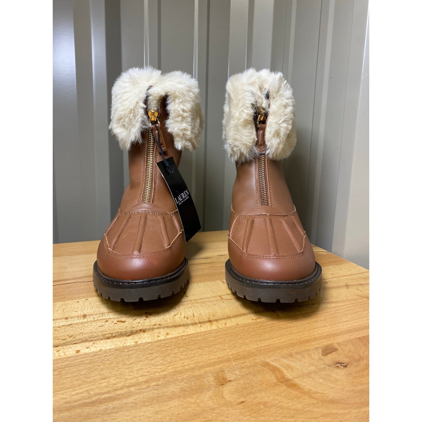 Ralph Lauren Women's Elmington Leather/Fur Winter Boots Women's Size 9.5 New!