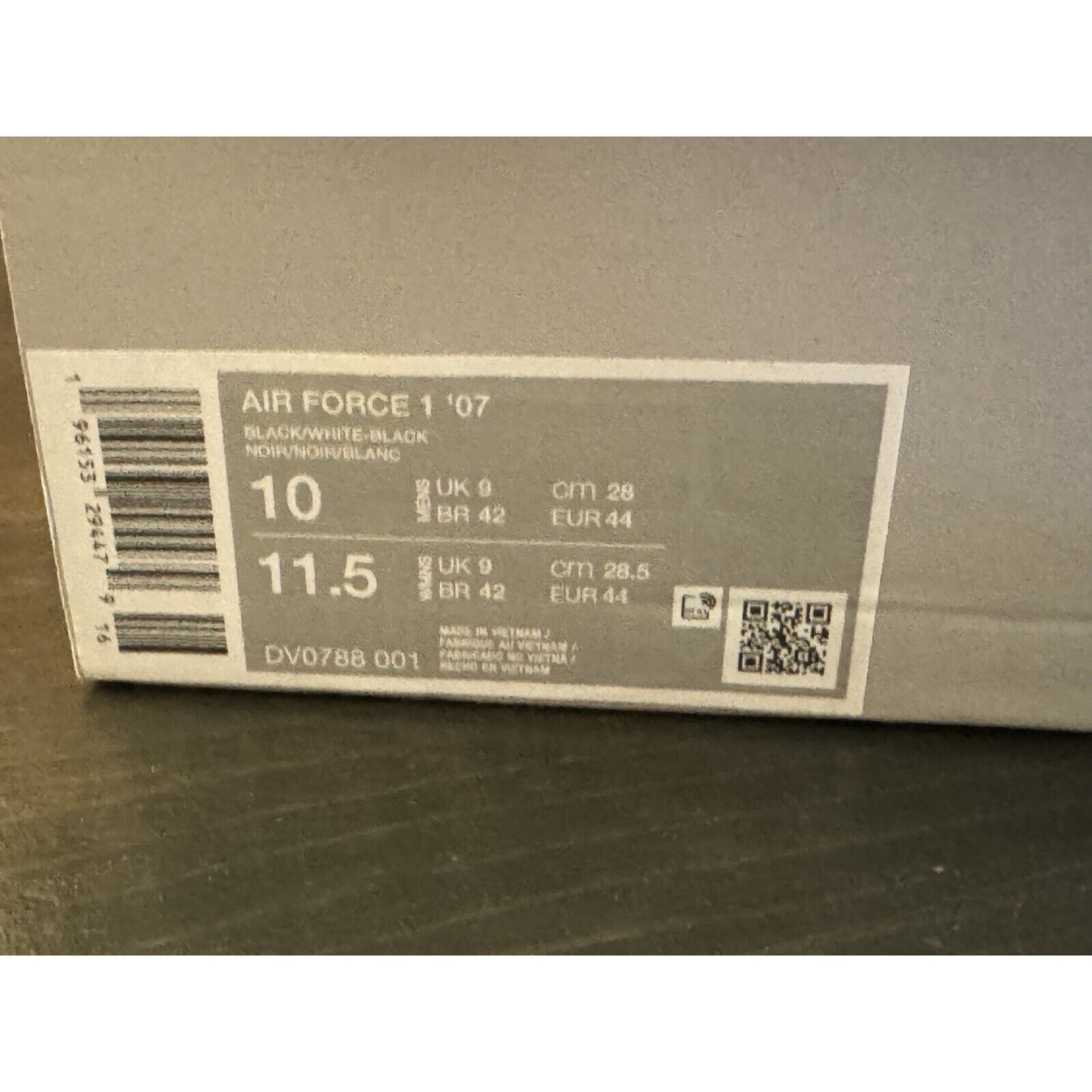 Nike Air Force 1 Low '07 White Swoosh Panda DV0788-001 Mens New Size 10