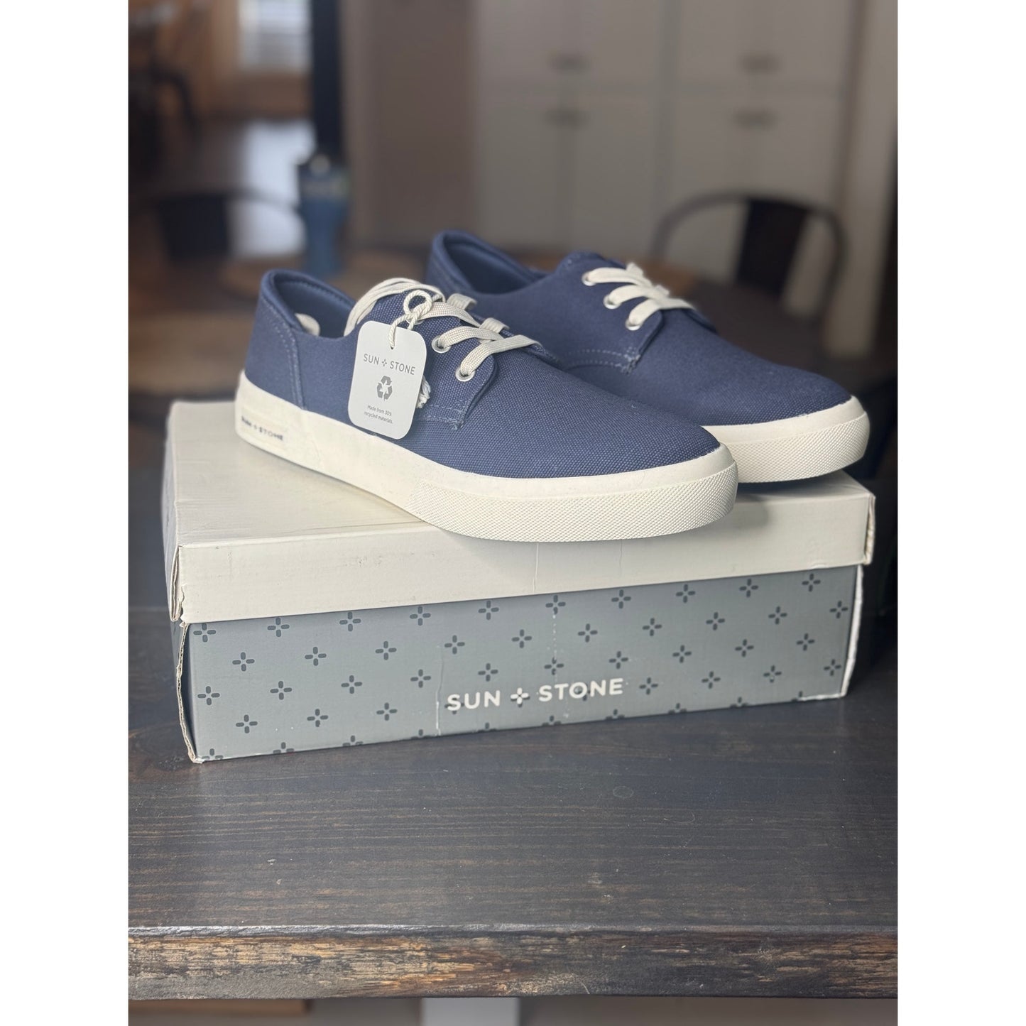 Sun + Stone Kiva Men’s Navy Blue Lace Up Sneakers Size 9.5 New!