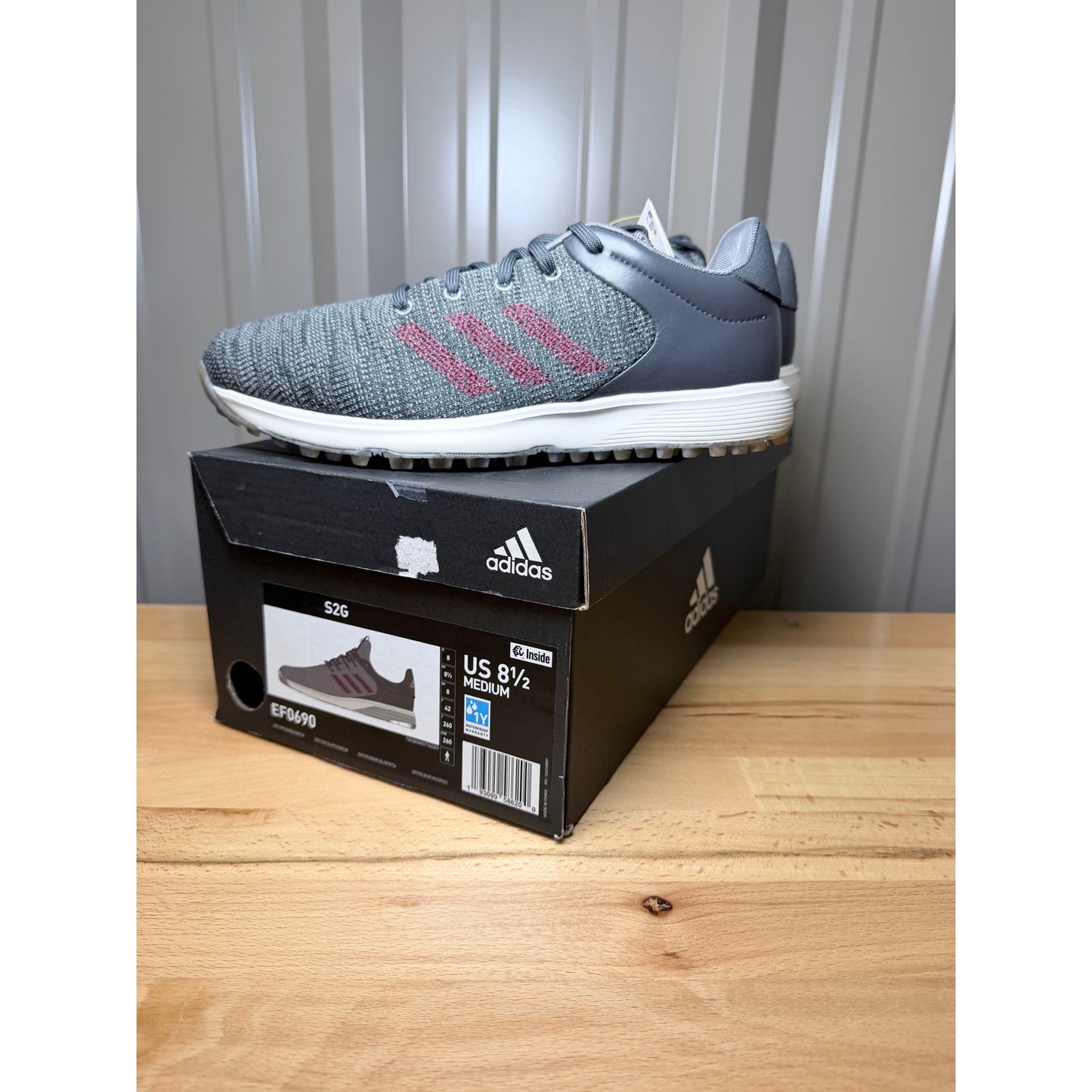 Adidas S2G EF0690 Men’s Waterproof Golf Shoes Gray Size 8.5 New!