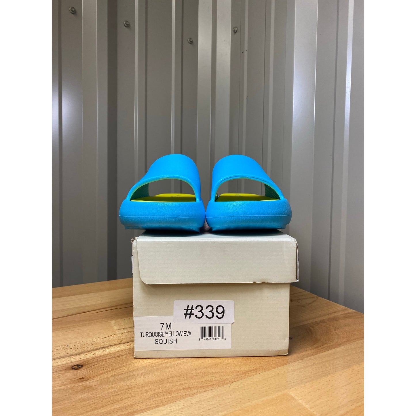 Beach Slides by J/Slides Turquoise/Yellow EVA Squish Women's Size 7 New!
