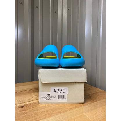 Beach Slides by J/Slides Turquoise/Yellow EVA Squish Women's Size 7 New!