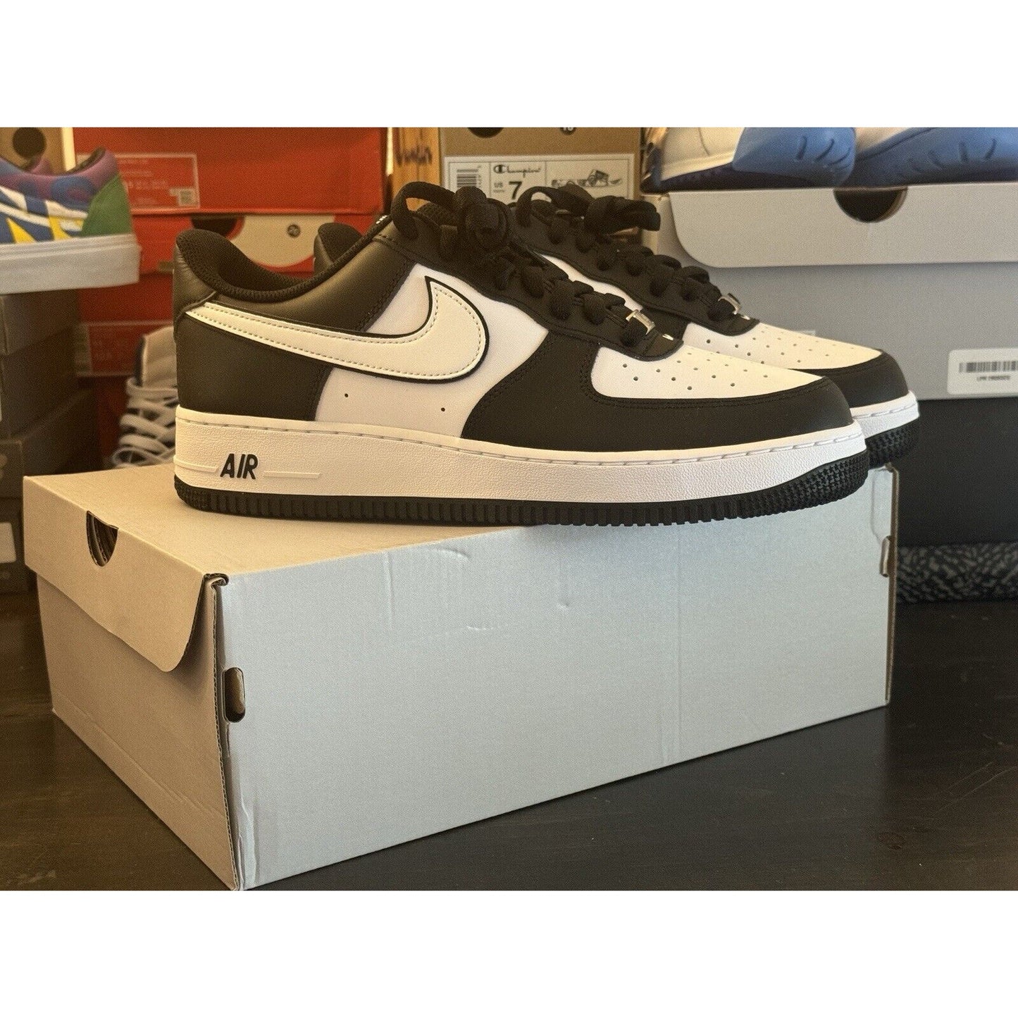 Nike Air Force 1 Low '07 White Swoosh Panda DV0788-001 Mens New Size 10
