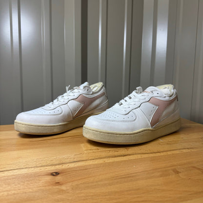 Diadora Heritage MI Basket Low White Pink Leather Sneakers Women's 7