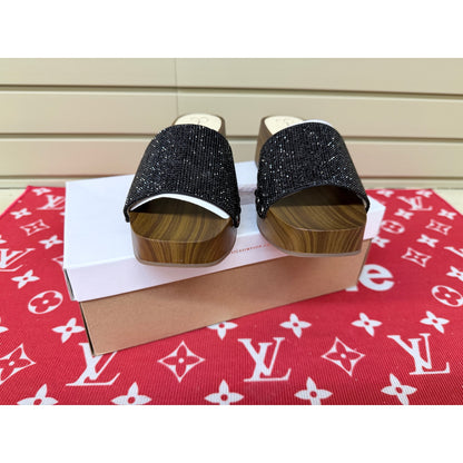 Jessica Simpson Rexile Faux Wood Platform Black Sandals Women’s Size 7.5 New!