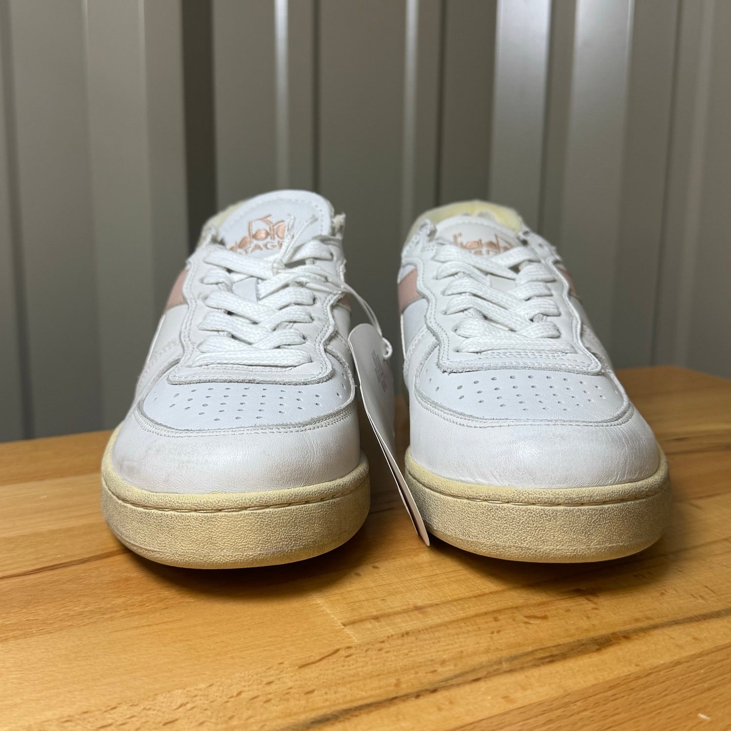 Diadora Heritage MI Basket Low White Pink Leather Sneakers Women's 7